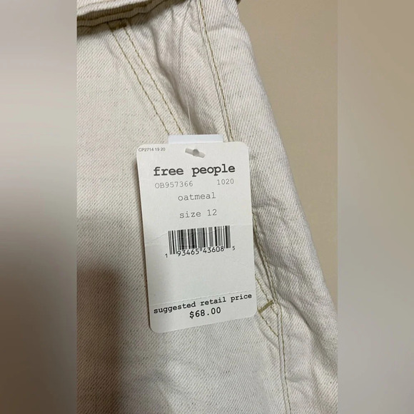 NWT Free People Splendor Grass Skirt Oatmeal Tie Waist Paper Bag Mini Size 12 - Picture 5 of 9